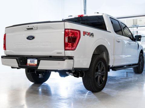 AWE 21+ Ford F150 Dual Side Exit Cat-Back Exhaust - 4.5in Diamond Black Tips *For Stock Y-Pipe Only thumbnail 8