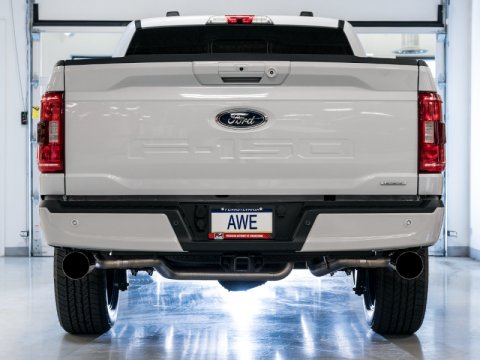 AWE Tuning 0FG 21+ Ford F150 Dual Split Rear Cat-Back Exhaust- 5in Diamond Black Tips thumbnail 5