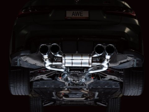 AWE Tuning SwitchPath Cat-Back Exhaust for BMW G8X M3/M4 - Chrome Silver Tips thumbnail 9