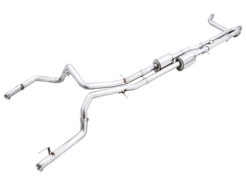 AWE Tuning 22-23 GMC Sierra 1500 AT4X 6.2L 0FG Catback Split Dual (Flat Bumper) - Bashguard(No Tips) thumbnail 3