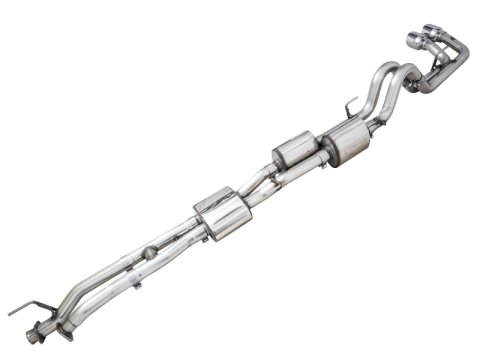 AWE Tuning 16-22 Toyota Tacoma 0FG Cat-Back Exhaust w/ BashGuard - Dual Chrome Silver Tips thumbnail 1