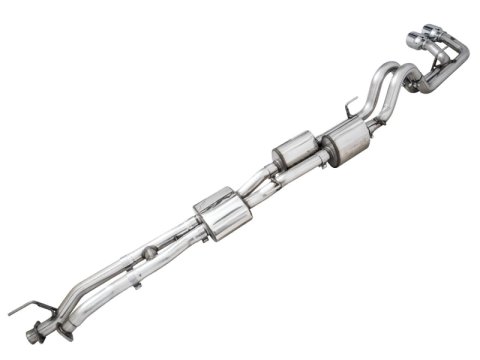 AWE Tuning 16-22 Toyota Tacoma 0FG Cat-Back Exhaust w/ BashGuard - Dual Chrome Silver Tips thumbnail 2
