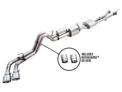 AWE Tuning 16-22 Toyota Tacoma 0FG Cat-Back Exhaust w/ BashGuard - Dual Chrome Silver Tips thumbnail 4