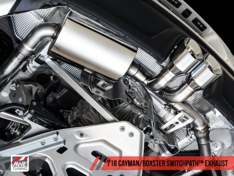 AWE Tuning Porsche 718 Boxster / Cayman SwitchPath Exhaust (PSE Only) - Chrome Silver Tips thumbnail 4