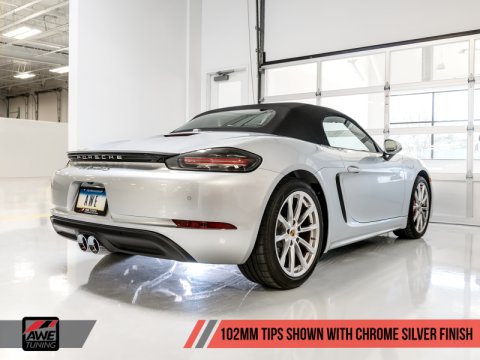 AWE Tuning Porsche 718 Boxster / Cayman Track Edition Exhaust - Chrome Silver Tips thumbnail 4