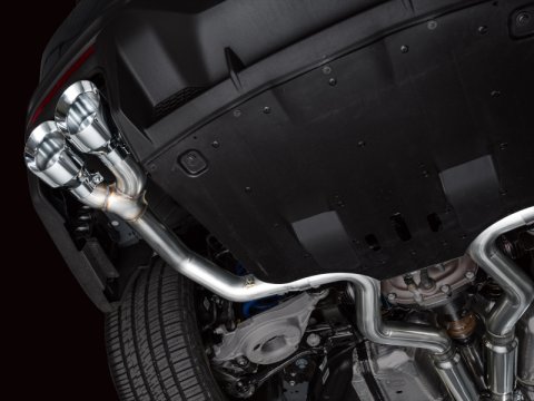 AWE 2024 Ford Mustang Dark Horse S650 RWD Track Edition Cat-Back Exhaust w/ Quad Chrome Silver Tips thumbnail 3