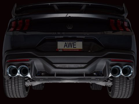 AWE 2024 Ford Mustang Dark Horse S650 RWD Track Edition Cat-Back Exhaust w/ Quad Chrome Silver Tips thumbnail 6