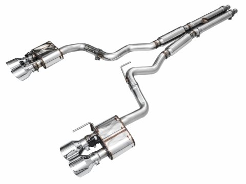 AWE 2024 Ford Mustang Dark Horse S650 RWD SwitchPath Cat-Back Exhaust w/ Quad Chrome Silver Tips thumbnail 1