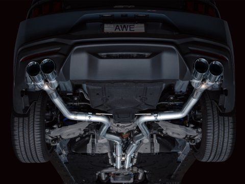 AWE 2024 Ford Mustang GT Fastback S650 RWD Track Edition Cat-Back Exhaust w/ Quad Chrome Silver Tips thumbnail 8