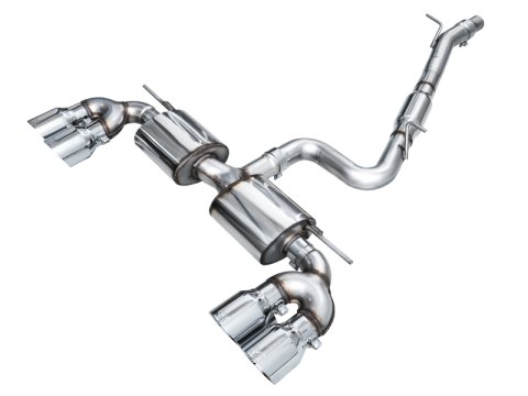 AWE Tuning MK8 Volkswagen Golf R 3in Touring Edition Quad Exhaust - Chrome Silver Tips thumbnail 1