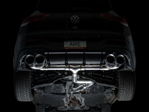 AWE Tuning MK8 Volkswagen Golf R 3in Track Edition Quad Exhaust - Chrome Silver Tips thumbnail 7