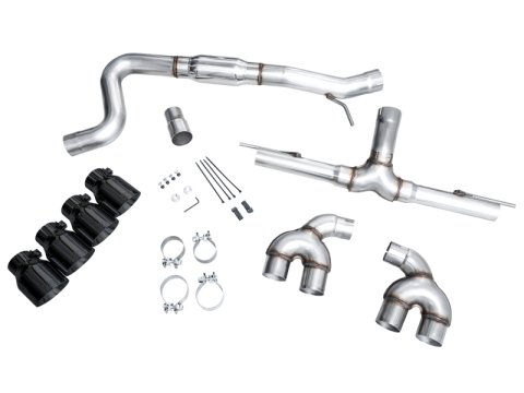 AWE Tuning MK8 Volkswagen Golf R 3in Track Edition Quad Exhaust - Diamond Black Tips thumbnail 2