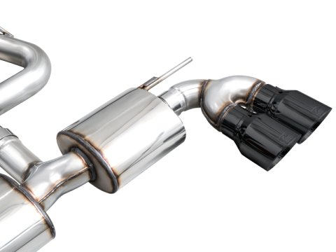 AWE Tuning MK8 Volkswagen Golf R 3in Touring Edition Quad Exhaust - Diamond Black Tips thumbnail 2