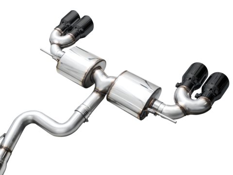 AWE Tuning MK8 Volkswagen Golf R 3in Touring Edition Quad Exhaust - Diamond Black Tips thumbnail 5
