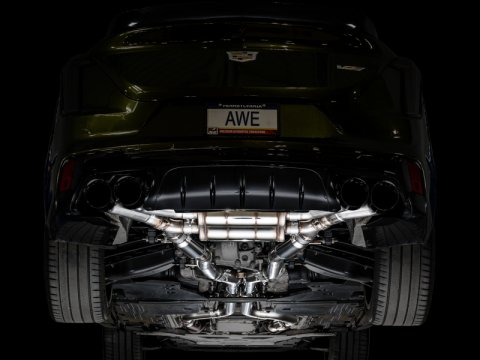 AWE Tuning 2021+ Cadillac CT4-V Blackwing SwitchPath Exhaust - Diamond Black Tips thumbnail 4