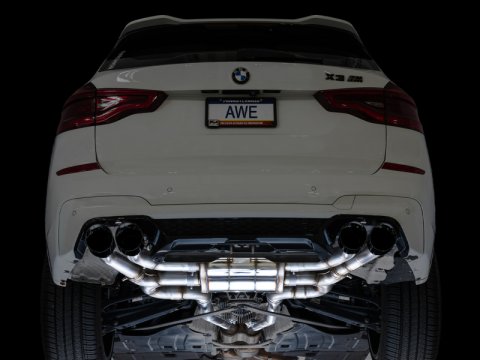 AWE Tuning 20-25 BMW X3 M/M Comp (F97) AWD SwitchPath Axle-Back Exhaust - Diamond Black Tips thumbnail 7
