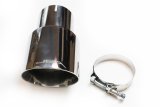 JBA 3in x 4in x 7-1/4in Double Wall Polished Chrome Tip - Clamp On thumbnail 1