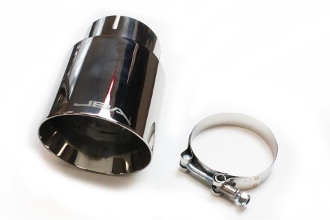 JBA 3in x 4in x 7-5/8in Double Wall Polished Chrome Tip - Clamp On thumbnail 2