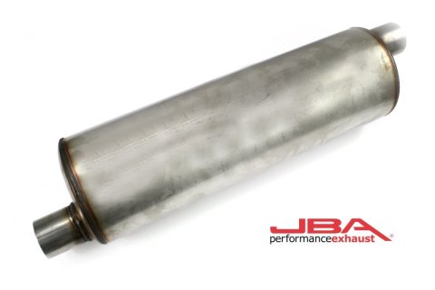 JBA Universal Chambered 304SS Muffler 22in x 7in Round 2.5in Offset/Offset thumbnail 2