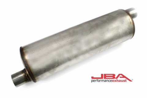JBA Universal Chambered 304SS Muffler 22in x 7in Round 2.5in Offset/Offset thumbnail 3