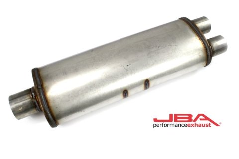 JBA Universal Chambered 304SS Muffler 25x8x5in 3in Center Inlet/2.5in Dual Outlet thumbnail 2