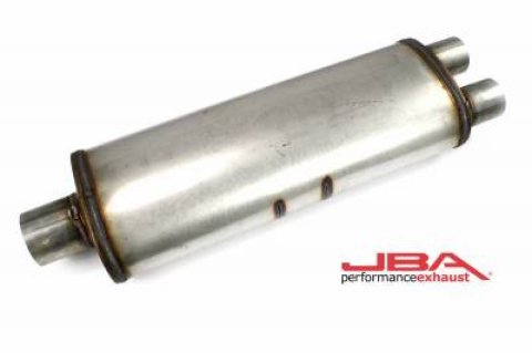 JBA Universal Chambered 304SS Muffler 25x8x5in 3in Center Inlet/2.5in Dual Outlet thumbnail 3