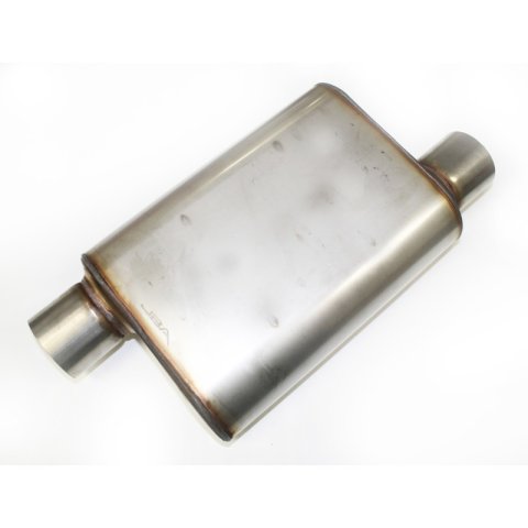 JBA Universal Chambered Style 304SS Muffler 13x9.75x4in 3in Inlet Diameter Offset/Offset thumbnail 1