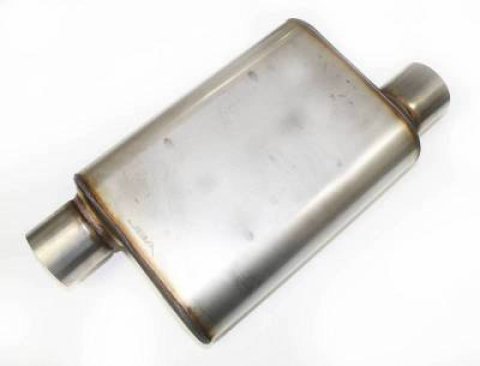 JBA Universal Chambered Style 304SS Muffler 13x9.75x4in 3in Inlet Diameter Offset/Offset thumbnail 2