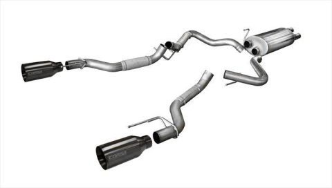 Corsa 2017-2020 Ford F-150 Raptor 3.5L Sport Cat-Back Dual Rear Exit w/ 5in Gunmetal Tip thumbnail 2