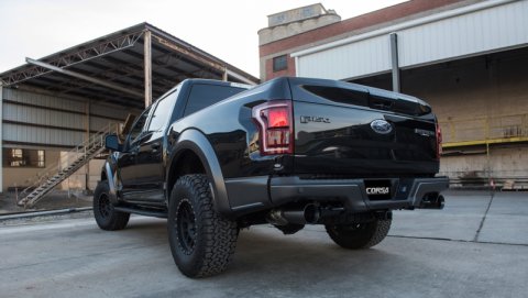 Corsa 2017-2020 Ford F-150 Raptor 3.5L Sport Cat-Back Dual Rear Exit w/ 5in Gunmetal Tip thumbnail 6