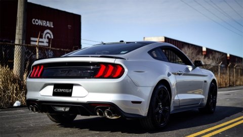Corsa 2018-2023 Ford Mustang GT Fastback 5.0L 3in Cat-Back System Dual Rear Exit w/ 4in PolishedTips thumbnail 2