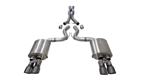 Corsa 2018-2023 Ford Mustang GT Fastback 5.0L 3in Cat-Back System Dual Rear Exit w/ 4in GunmetalTips thumbnail 1