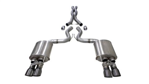Corsa 2018-2023 Ford Mustang GT Fastback 5.0L 3in Cat-Back System Dual Rear Exit w/ 4in GunmetalTips thumbnail 2