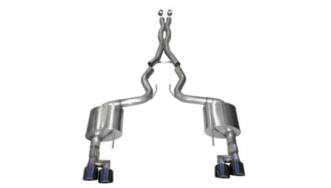 Corsa 18-23 Ford Mustang 5.0L V8 3in Xtreme Cat-Back Dual Rear Exit w/ 4in Black PVD Pro-Series Tips thumbnail 1