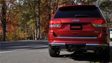 Corsa 2014-2021 Jeep Grand Cherokee Summit Edition Black 2.5in Dual Rear Exit Cat-Back Exhaust thumbnail 2