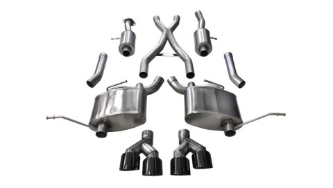 Corsa 2014-2021 Jeep Grand Cherokee Summit Edition Black 2.5in Dual Rear Exit Cat-Back Exhaust thumbnail 3
