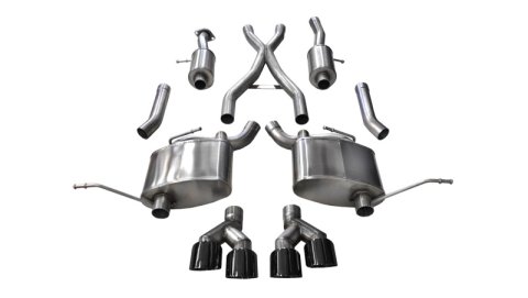 Corsa 2014-2021 Jeep Grand Cherokee Summit Edition Black 2.5in Dual Rear Exit Cat-Back Exhaust thumbnail 4