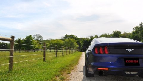 Corsa 2015-2017 Ford Mustang EcoBoost 2.3T Sport 3in Cat-Back Dual Rear Exit Black Tips thumbnail 6
