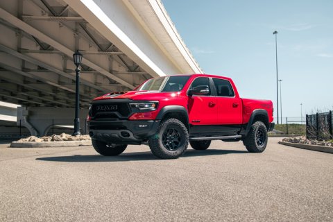 Corsa 2021-2024 Dodge Ram TRX Crew Cab Baja Catback Exhaust Dual Rear Black Tip thumbnail 3