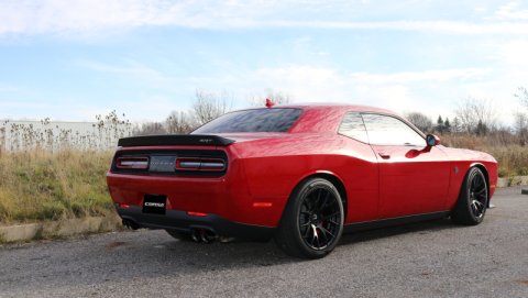 Corsa 2015-2023 Dodge Challenger Hellcat Dual Rear Exit Extreme Exhaust w/ 3.5in Black Tips thumbnail 3