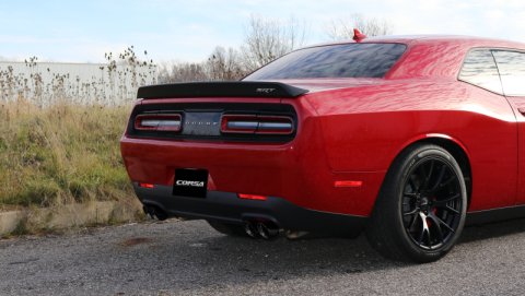Corsa 2015-2023 Dodge Challenger Hellcat Dual Rear Exit Extreme Exhaust w/ 3.5in Black Tips thumbnail 9
