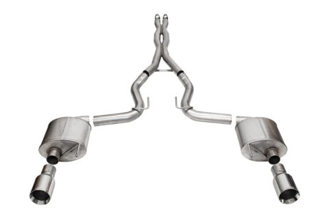 Corsa 24+ Ford MustangGT Sport Cat-Back Exhaust Sys. 3.0in Dual Rear Exit w/4.5in Straight Cut Tips thumbnail 1