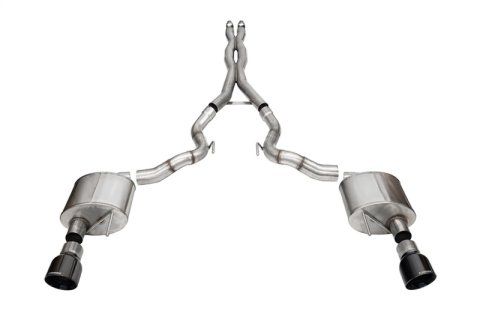 Corsa 24+ Frd MustangGT Conv Xtreme Cat-Back Ex.Sys 3.0in Dual Rear Ex w/4.5in Blk PVD ProSeries Tip