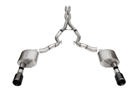 Corsa 24+ Ford Mustang GT Conv Xtreme CatBk Ex.Sys 3.0in Dual Rear Exit w4.5in Black StraightCut Tip thumbnail 1
