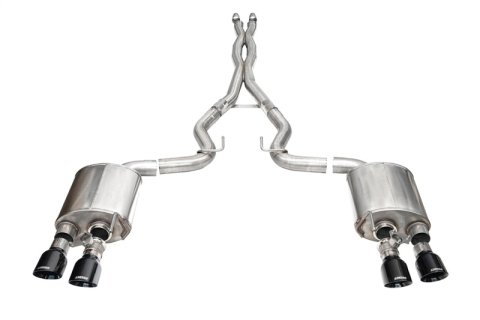Corsa 24+ Ford Mustang Dark Horse 5.0L 3in Dual Rear Cat-Back w/Twin 4.5in Black PVD Slash Tips thumbnail 3