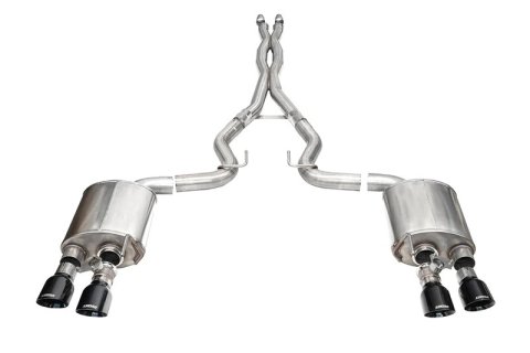 Corsa 24+ Ford Mustang Dark Horse 5.0L 3in Dual Rear Cat-Back w/Twin 4.5in Black PVD Slash Tips thumbnail 7