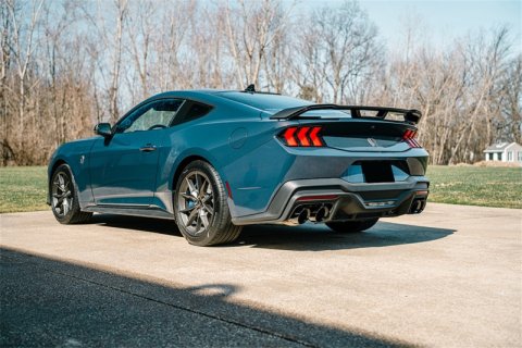 Corsa 24+ Ford Mustang Dark Horse 5.0L 3in Dual Rear Axle-Back w/Twin 4.5in Black PVD Slash Tips thumbnail 4