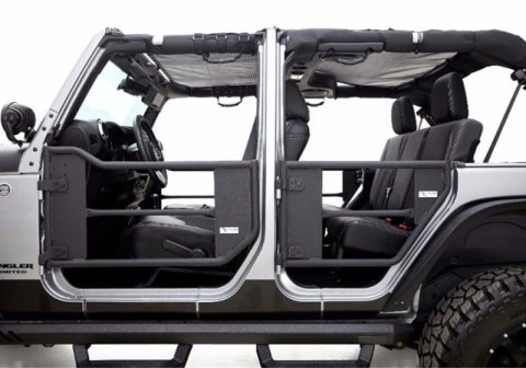 Rampage 2007-2018 Jeep Wrangler(JK) Unlimited 4-Door Tube Doors With Netting - Black thumbnail 7