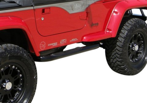 Rampage 1987-1995 Jeep Wrangler(YJ) 3 Inch Round Nerf Bar - Black thumbnail 4