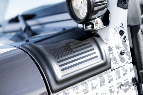 Rampage 2007-2018 Jeep Wrangler(JK) Cowl Cover 2-Door Cowl Cover With American Flag - Black thumbnail 2